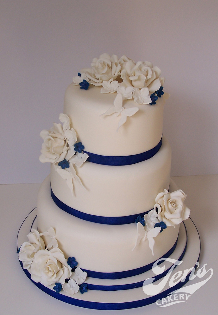 Royal Blue Wedding Cakes
 Pin Ivory And Royal Blue Wedding Cake Flickr Sharing