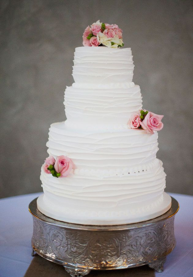 Ruffle Wedding Cakes
 4 tier ruffle cake in white