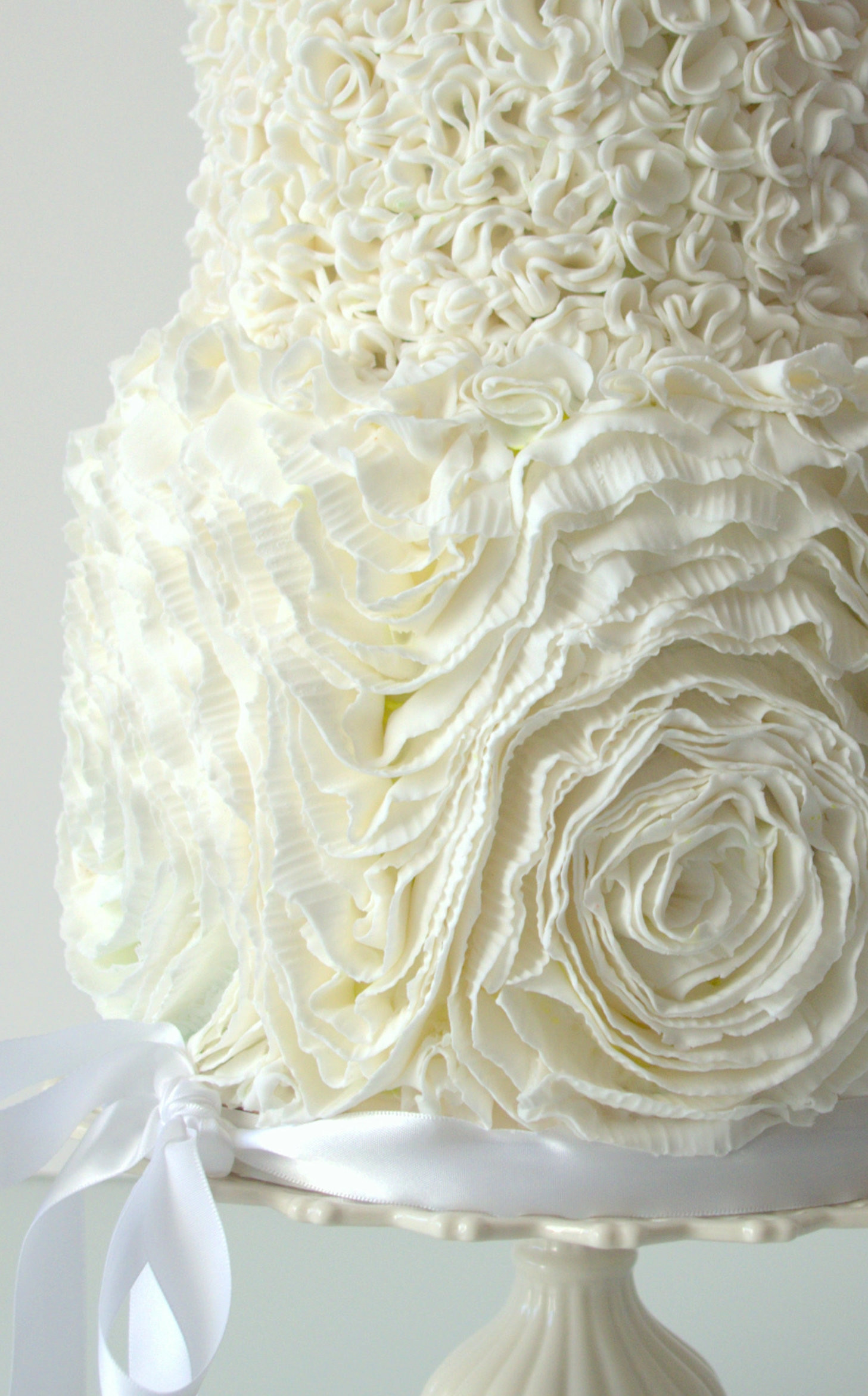 Ruffle Wedding Cakes
 Ruffle Rose And Pompom Wedding Cake CakeCentral