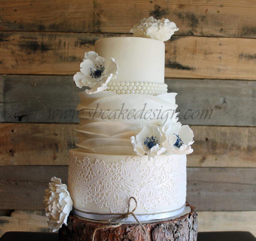 Ruffle Wedding Cakes
 Lace and Ruffle Wedding Cake cake by Shannon Bond Cake