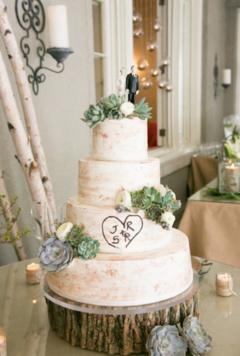 Rustic Style Wedding Cakes
 Rustic Wedding Cake with Succulents