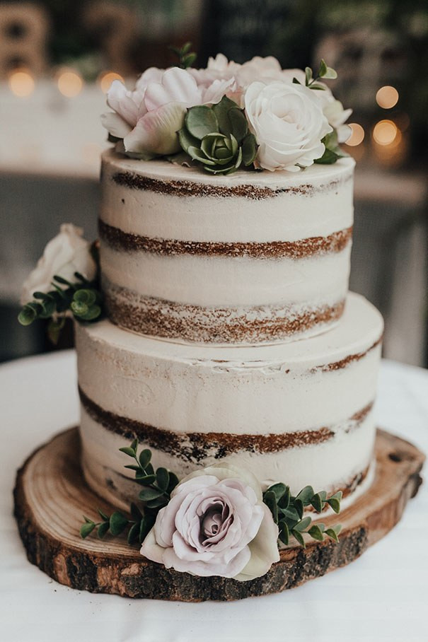 Rustic Style Wedding Cakes
 Two Tier Rustic Naked Cake with Fresh Flowers
