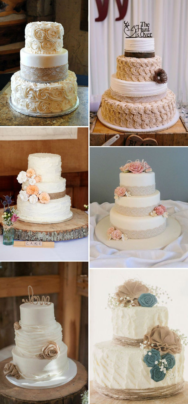 Rustic Wedding Cakes With Burlap
 30 Rustic Burlap And Lace Wedding Ideas