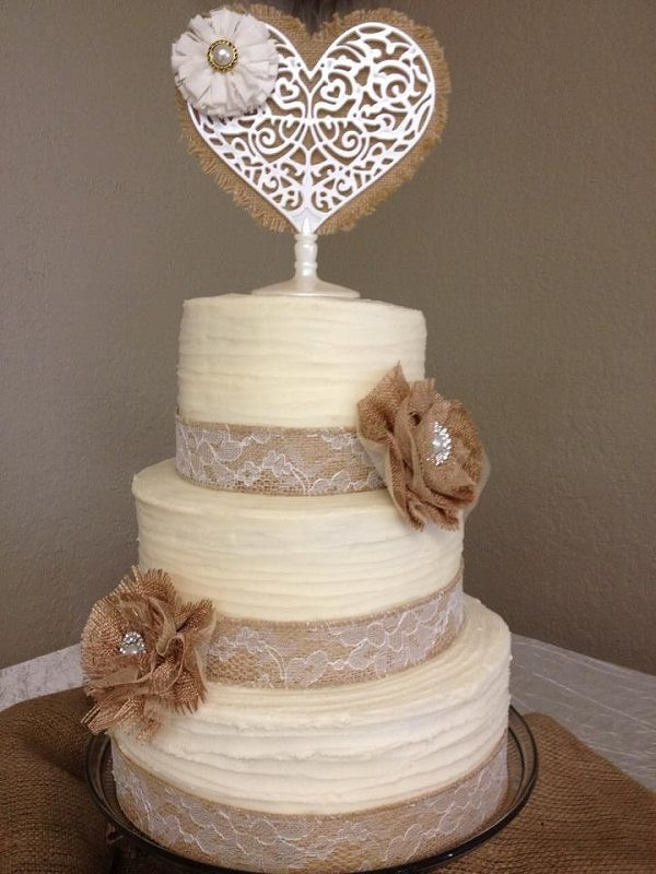 Rustic Wedding Cakes With Burlap
 Burlap lace wedding cake