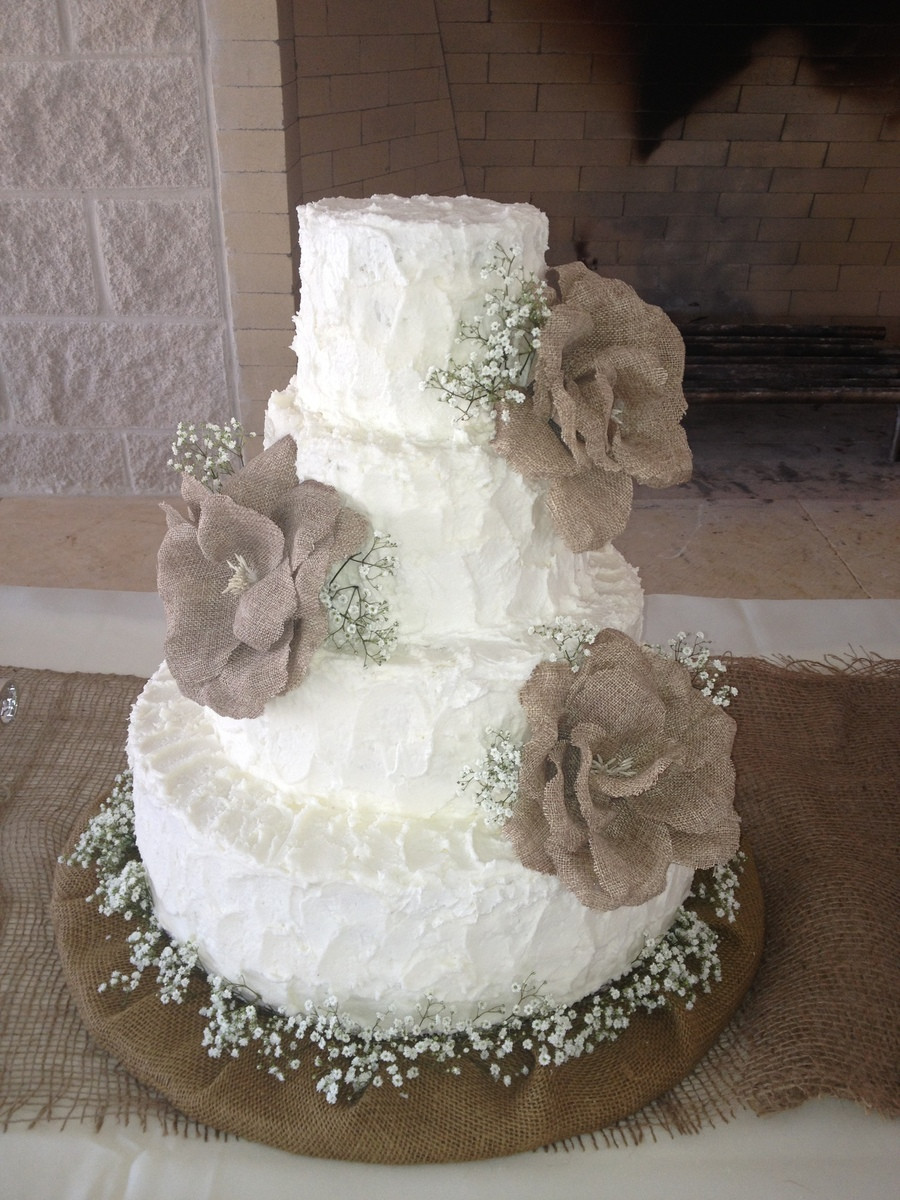 Rustic Wedding Cakes With Burlap
 Burlap Themed Wedding Cake CakeCentral