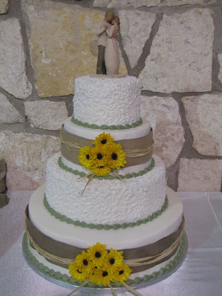 Rustic Wedding Cakes With Burlap
 rustic wedding cake with sunflowers