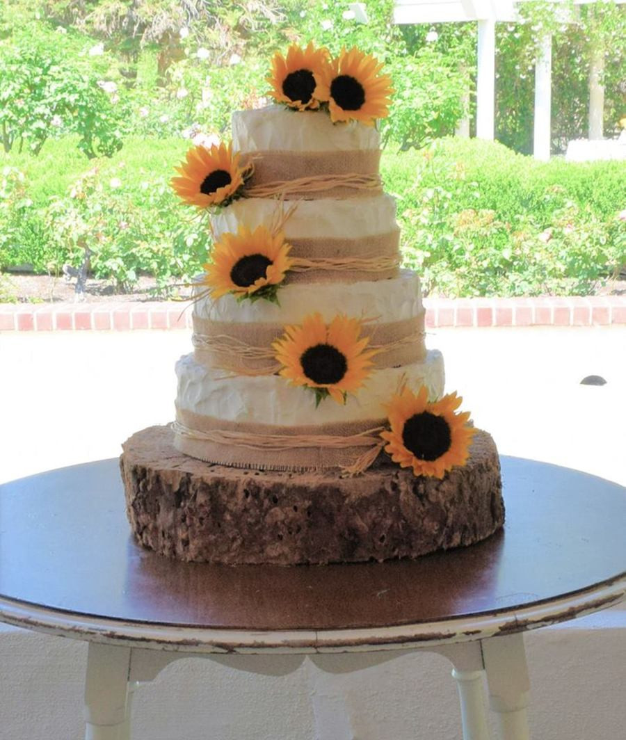 Rustic Wedding Cakes With Cupcakes
 Sunflower Rustic Wedding Cake & Cupcakes CakeCentral