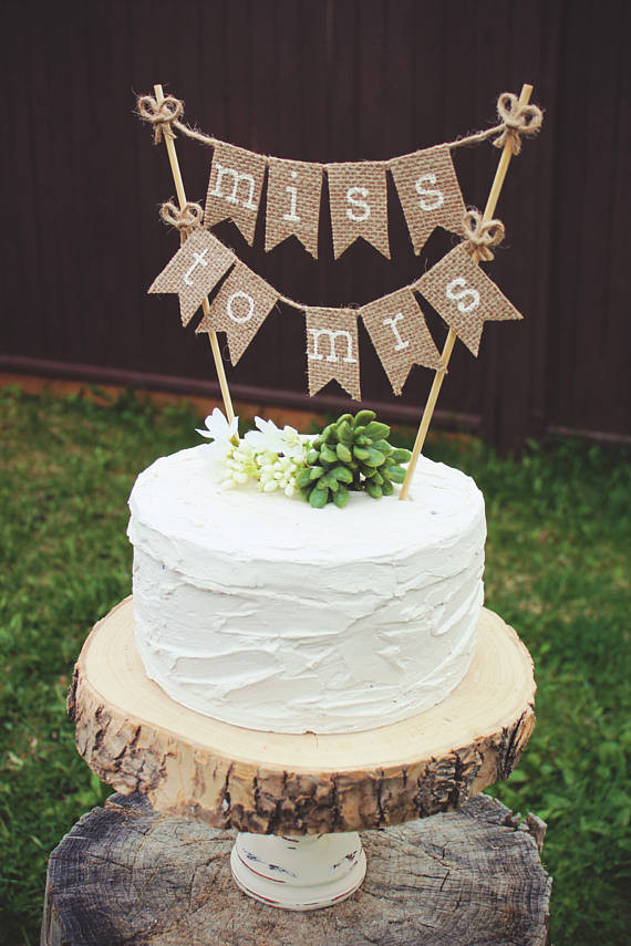 Rustic Wedding Shower Cakes
 Bridal Shower Cake Topper Bride To Be Burlap Bridal Shower