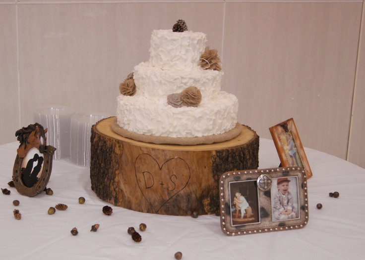 Rustic Wedding Shower Cakes
 Rustic wedding shower cake with tree stump cake base