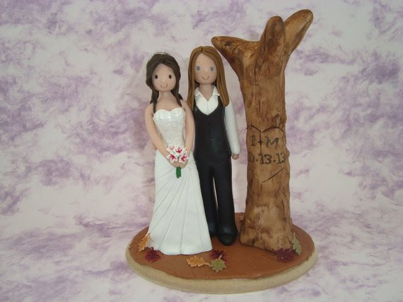 Same Sex Wedding Cakes
 Personalized Same Wedding Cake Topper by mudcards on Etsy