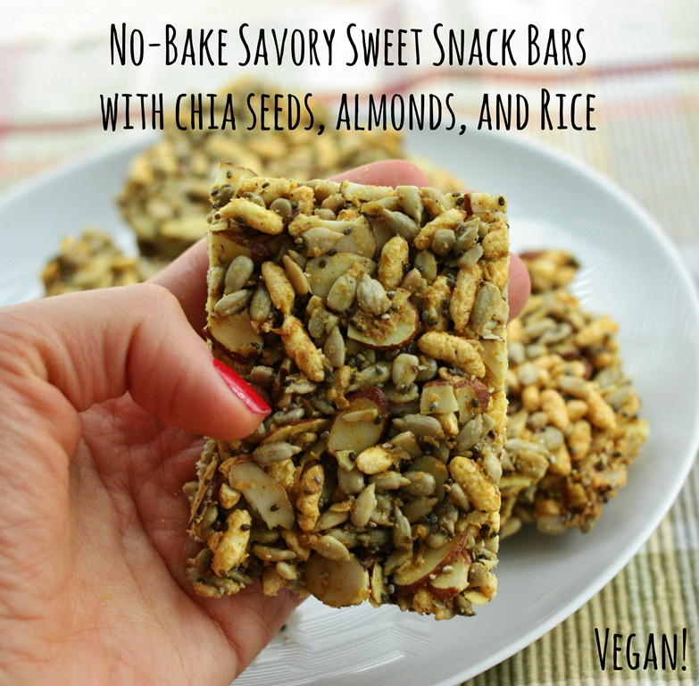 Savory Healthy Snacks
 No Bake Savory Sweet Snack Bars with Chia Seeds Almonds