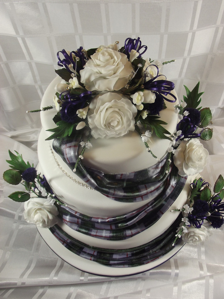Scotland Wedding Cakes
 Scottish wedding cake Hand made roses and tartan
