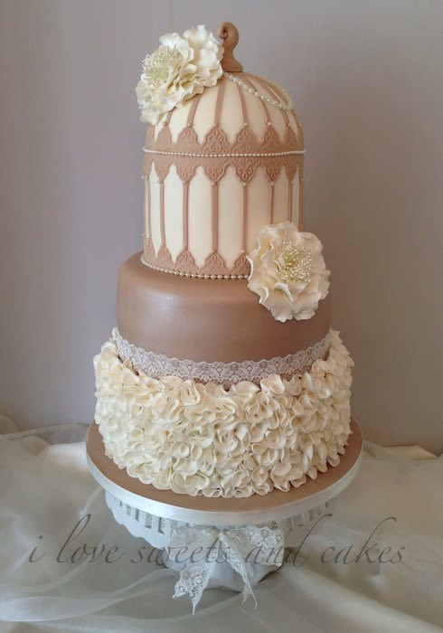 Shabby Chic Wedding Cakes
 Shabby Chic Birdcage ruffle wedding cake Cake by Vicki