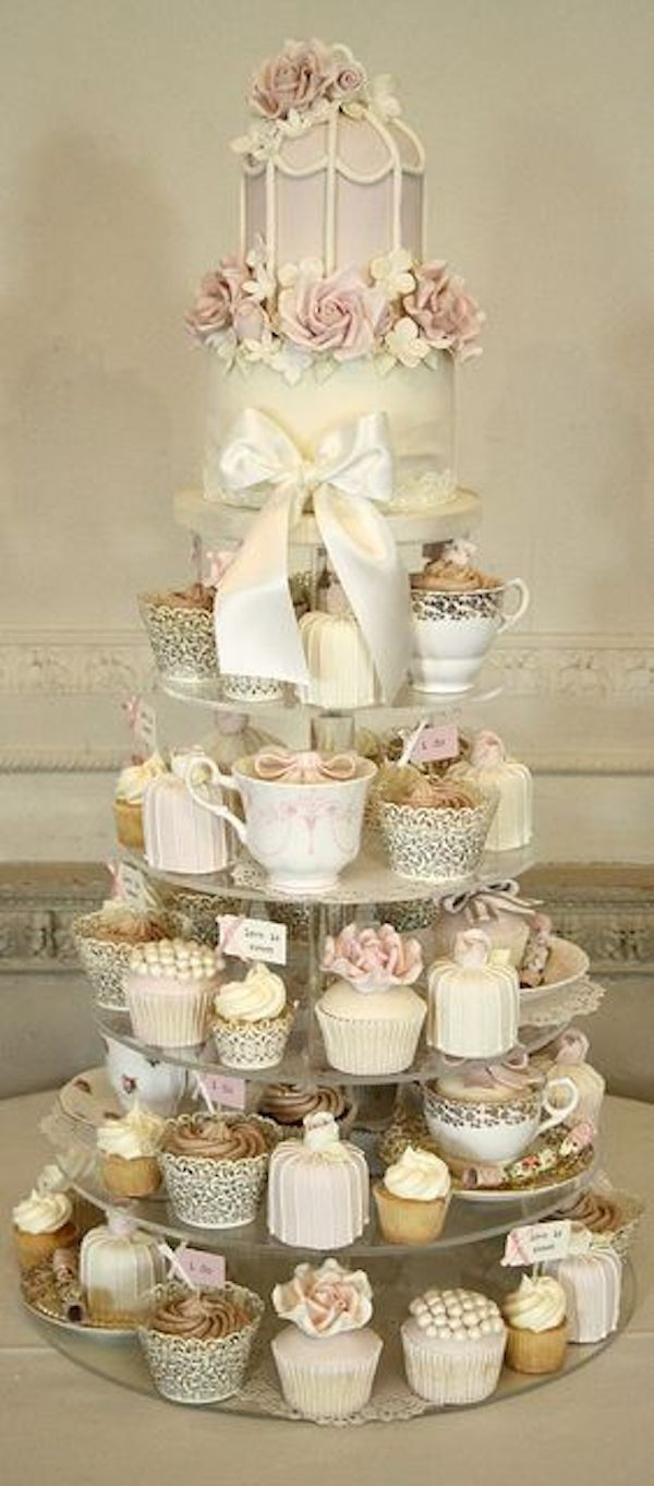 Shabby Sheek Wedding Cakes
 Wedding Cake Alternatives Cupcake Tower Vintage Inspired