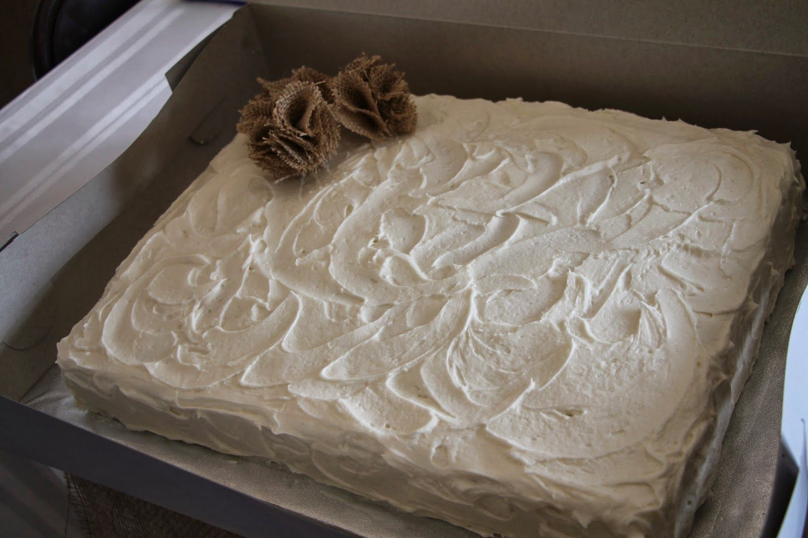 Sheet Cake Wedding
 Simply Delightful Cakes Rustic Wedding Cake with Burlap