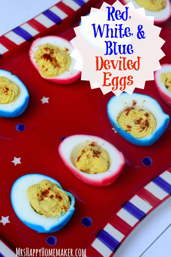 Side Dishes For 4Th Of July Cookout
 Red White & Blue Deviled Eggs Mrs Happy Homemaker