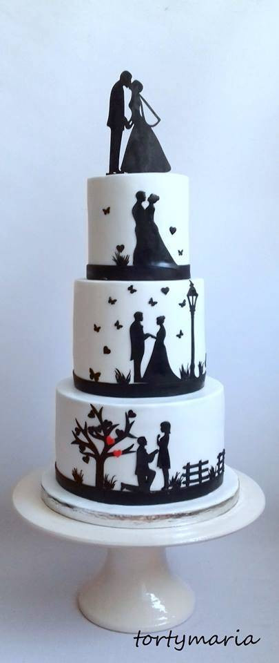 Silhouette Wedding Cakes
 Wedding cake with silhouette cake by tortymaria CakesDecor