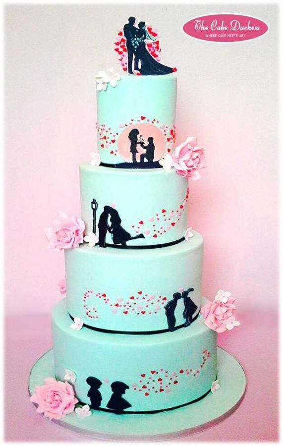 Silhouette Wedding Cakes
 Fun and Cute Silhouette Inspired Cake cake by Sumaiya