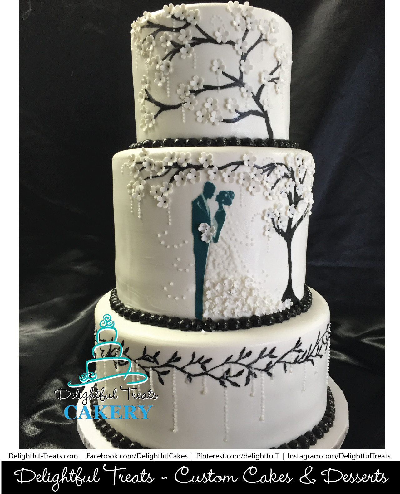 Silhouette Wedding Cakes
 Bride and Groom Silhouette Custom Wedding Cake Fondant