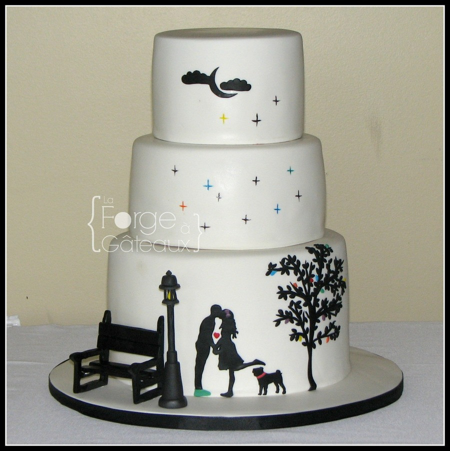 Silhouette Wedding Cakes
 Silhouette Couple Wedding Cake CakeCentral