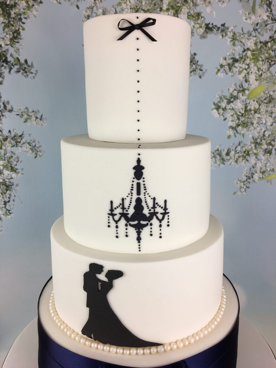 Silhouette Wedding Cakes
 navy blue and white silhouette wedding cake Mel s