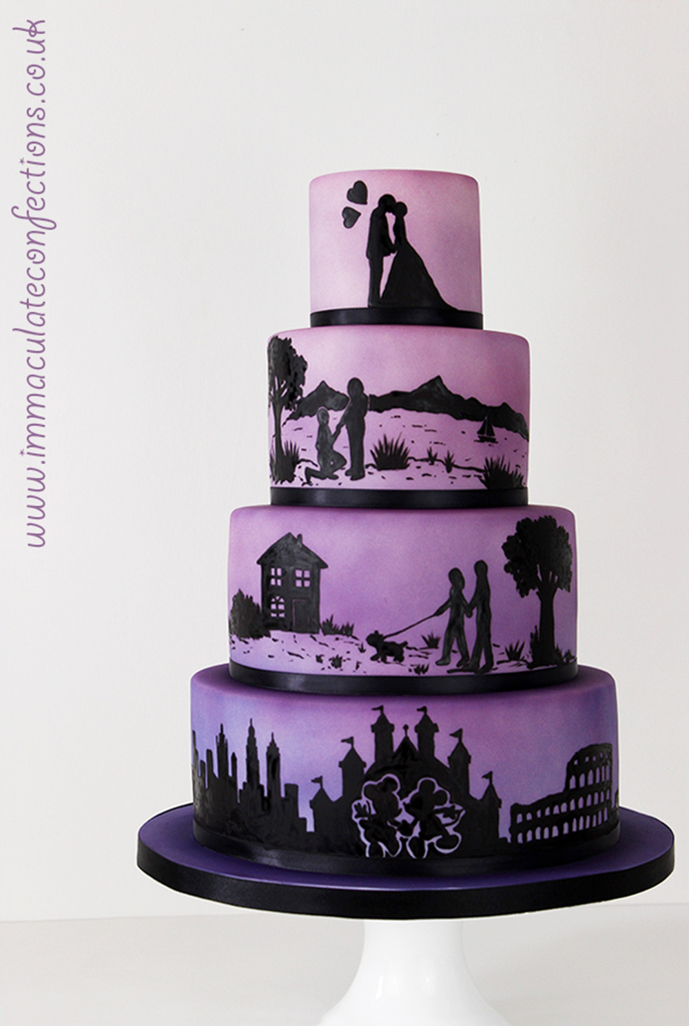 Silhouette Wedding Cakes top 20 Ombré Silhouette Wedding Cake Cakes by Natalie Porter