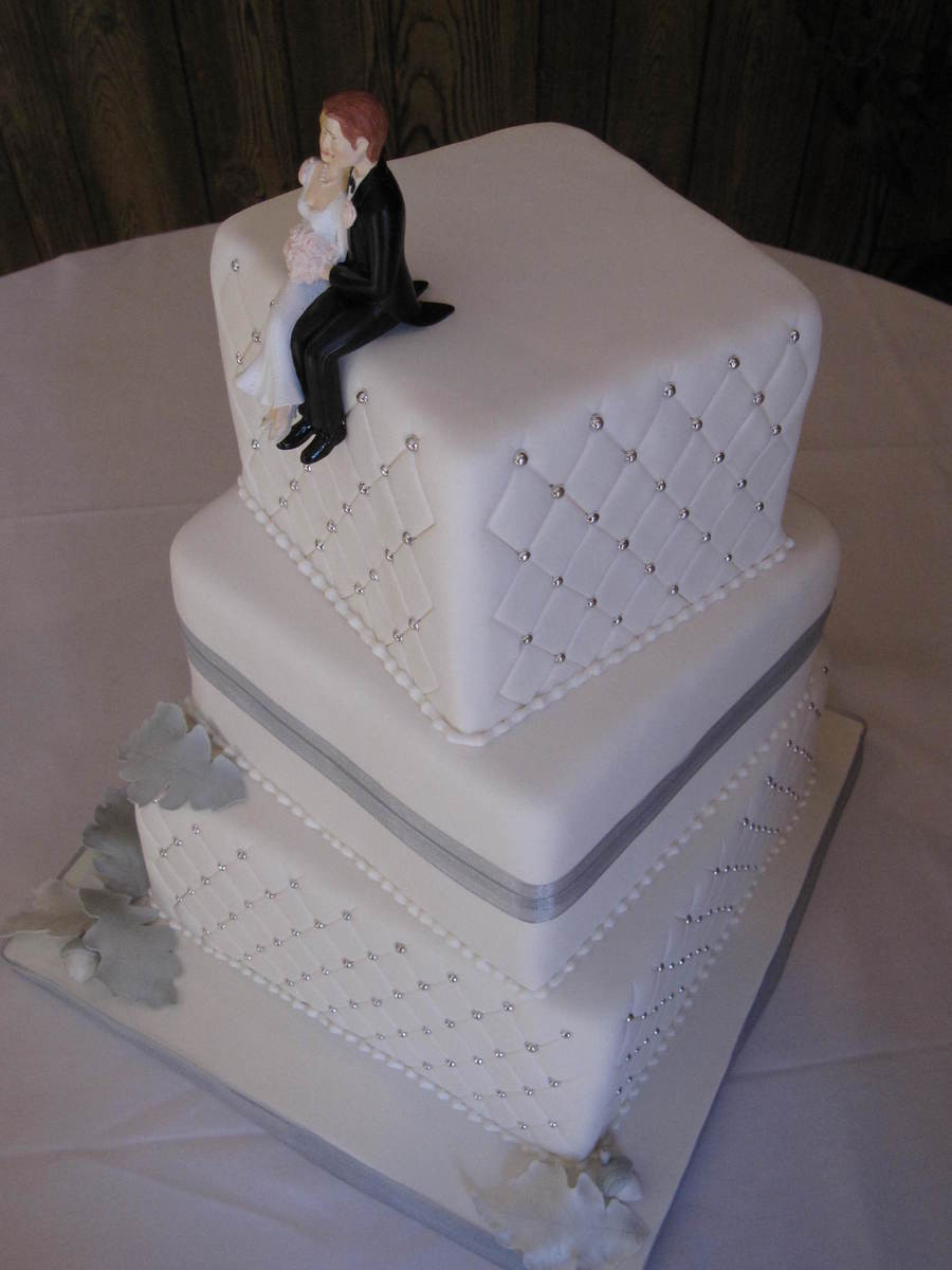 Silver And White Wedding Cake
 White & Silver Wedding Cake CakeCentral