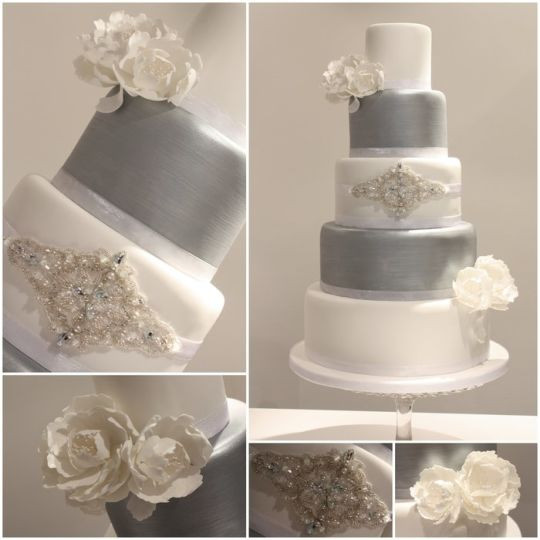 Silver And White Wedding Cake
 White And Silver Wedding Cakes Wedding and Bridal