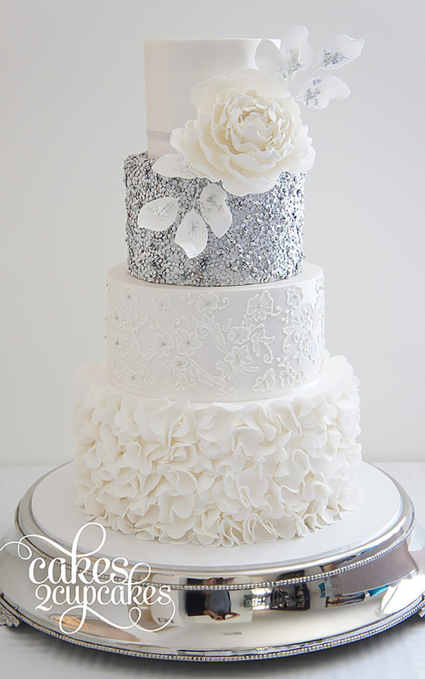 Silver And White Wedding Cake
 Silver Wedding Cake Decorations