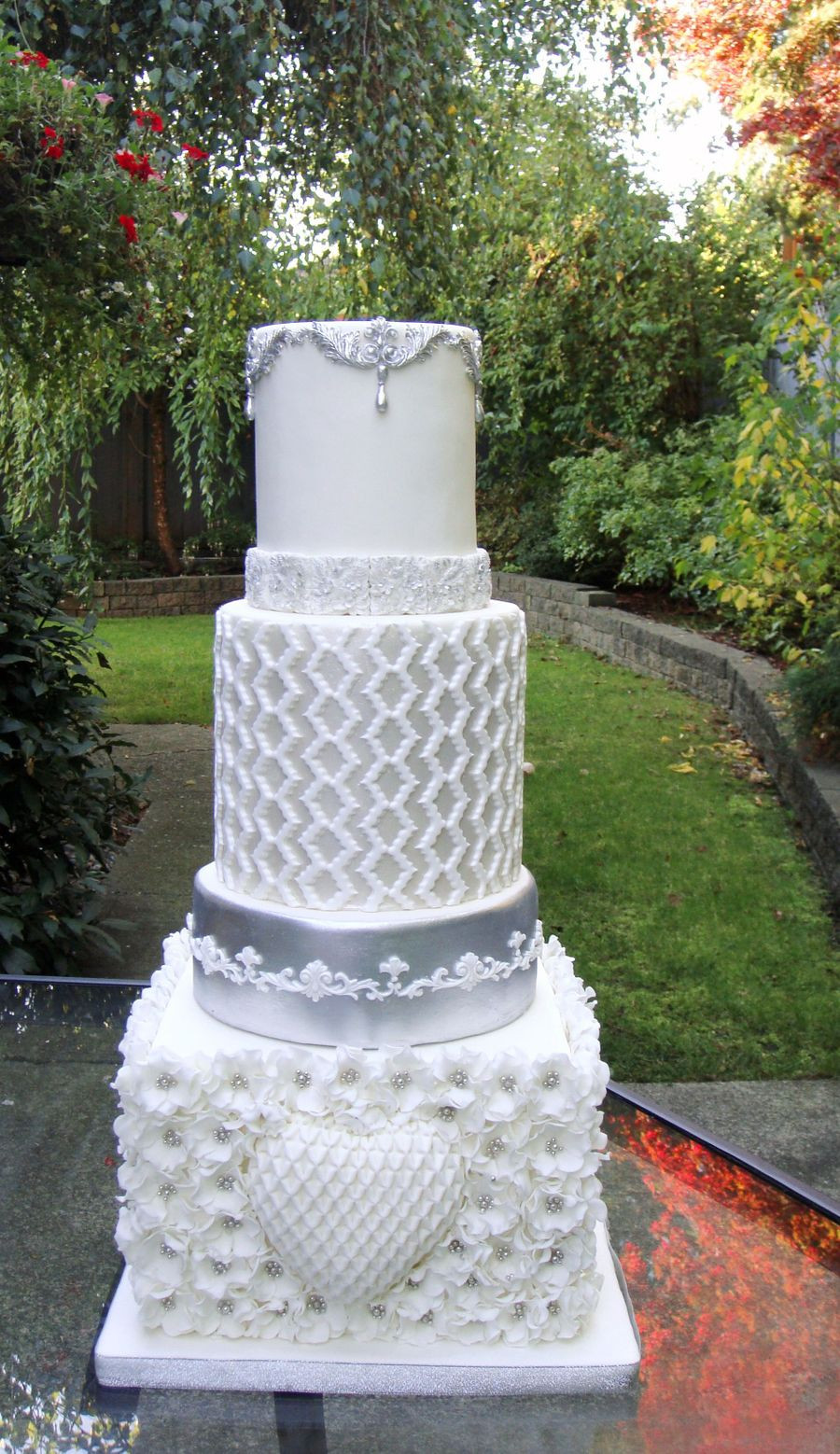 Silver And White Wedding Cake
 White And Silver Wedding Cake CakeCentral