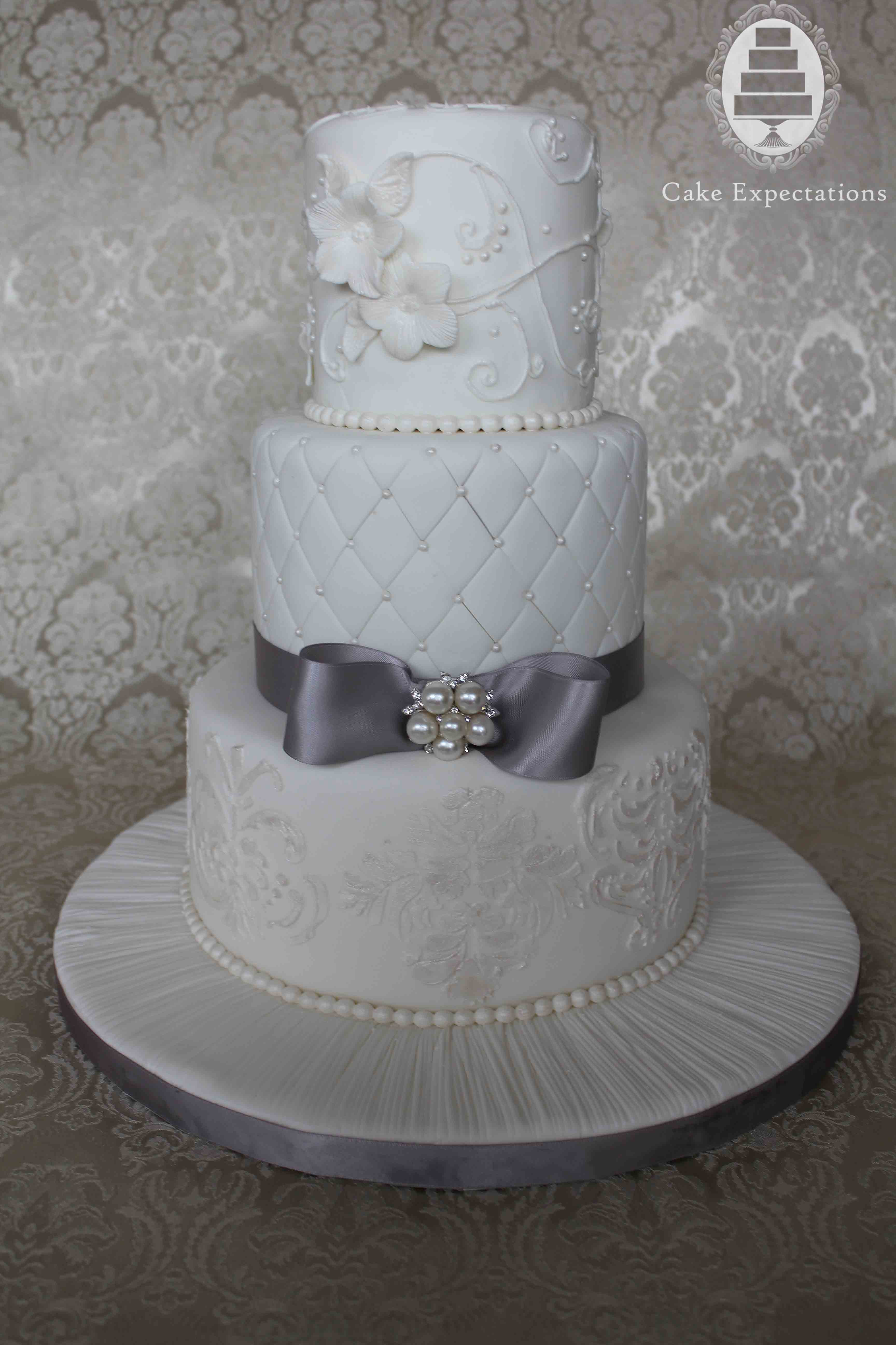 Silver And White Wedding Cake
 Cake Expectations –