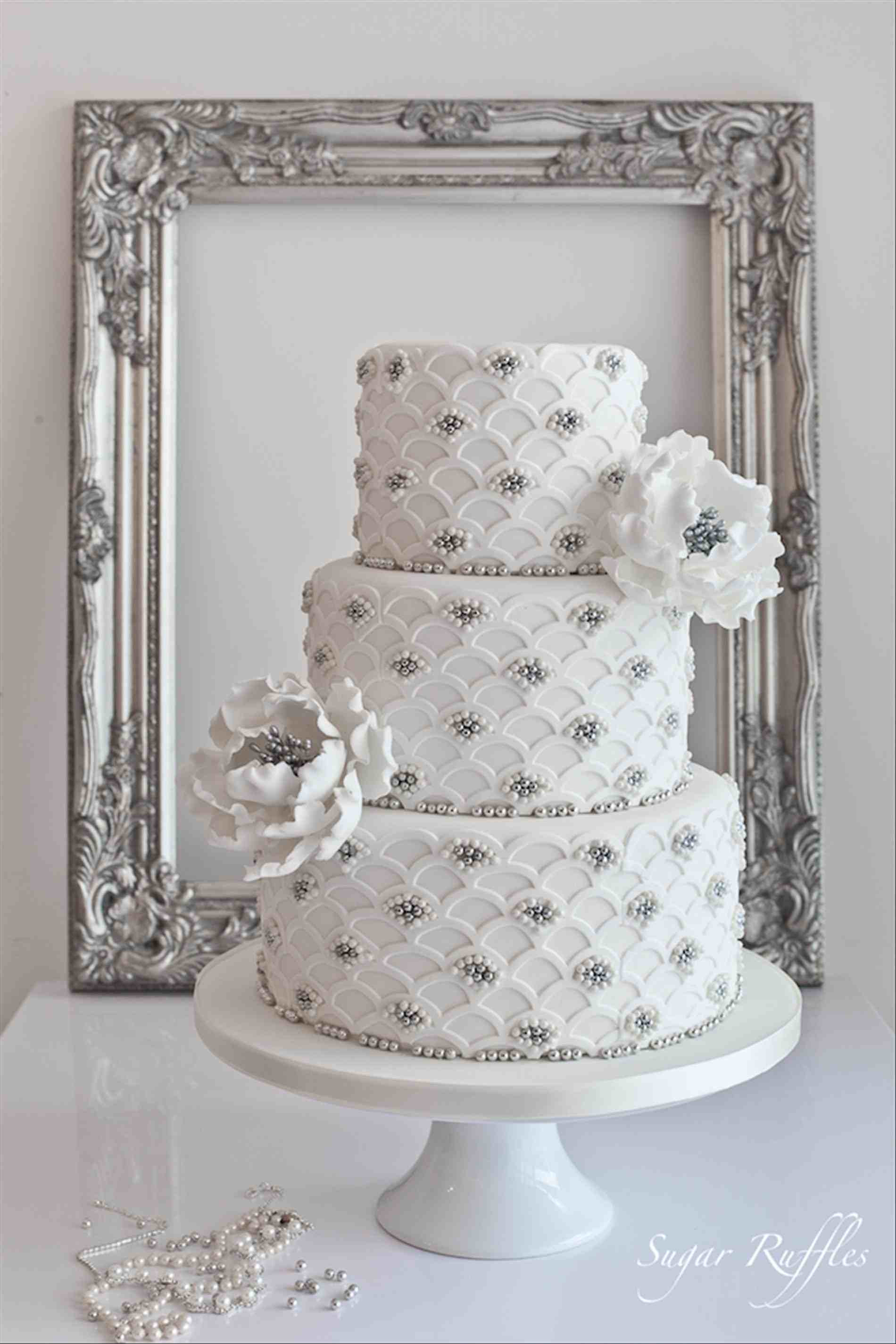 Silver And White Wedding Cake
 White And Silver Wedding Cakes