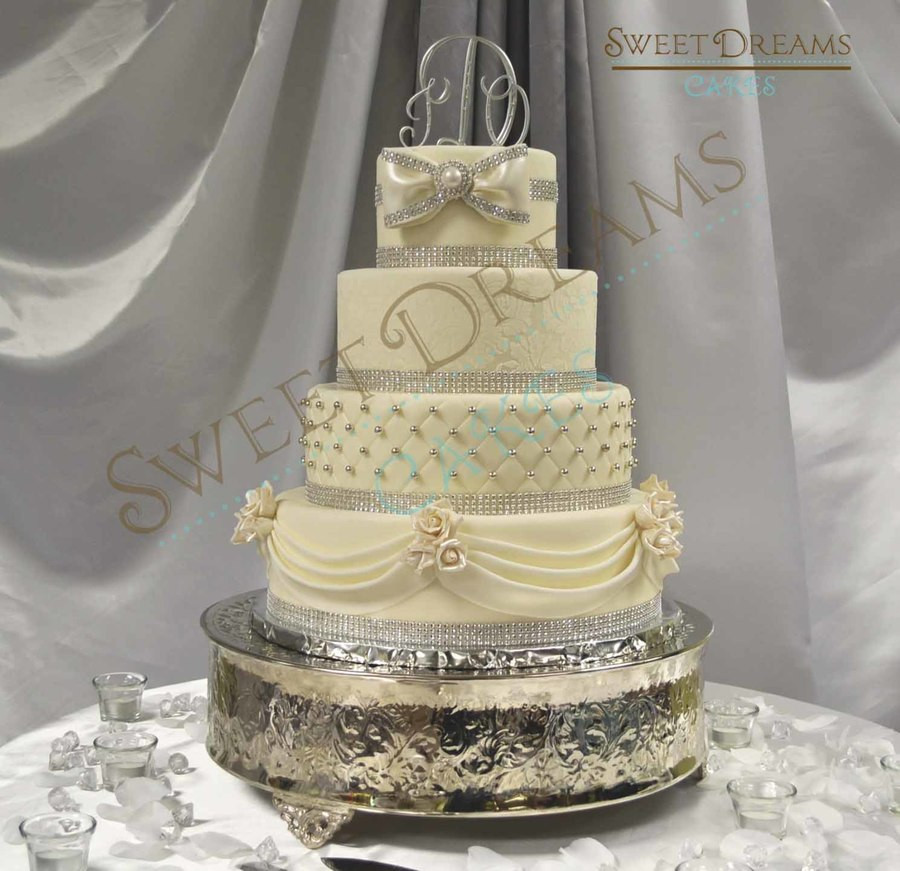 Silver Wedding Cakes
 White And Silver Wedding Cake CakeCentral