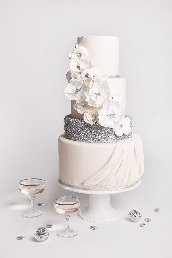 Silver Wedding Cakes
 30 Delicate White Wedding Cakes