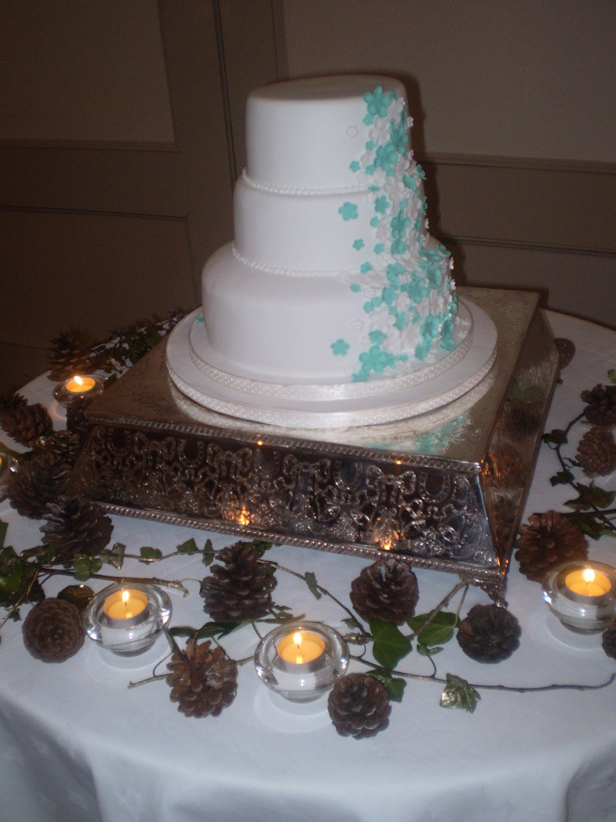 Simple 3 Tier Wedding Cakes
 Simple 3 Tier Wedding Cake With Handmade White And Blue