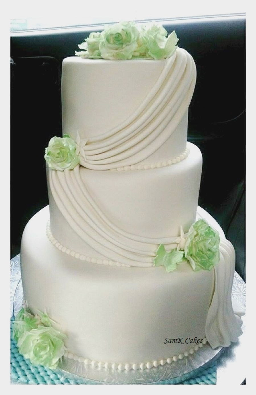 Simple 3 Tiered Wedding Cakes
 Simple Elegant 3 Tier White And Green Wedding Cake