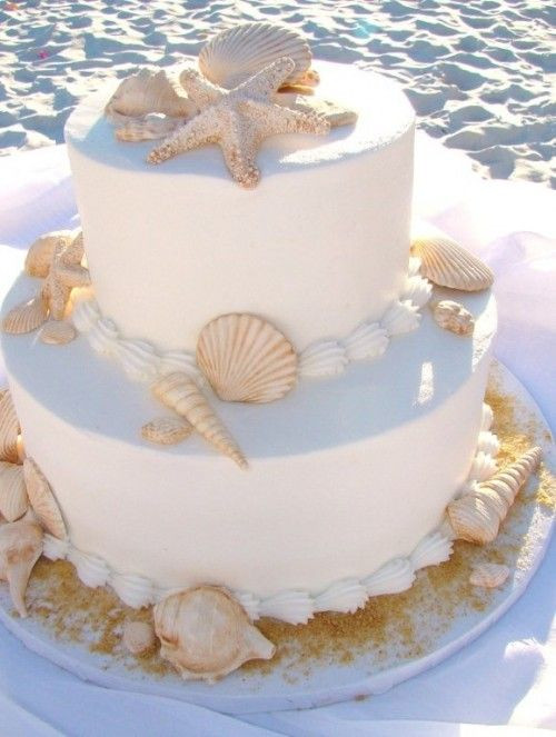 Simple Beach Wedding Cakes
 shell and sand dollar wedding cake Cakes