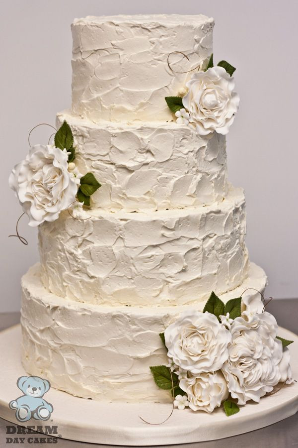 Simple Buttercream Wedding Cakes
 Buttercream wedding cake with sugar flowers