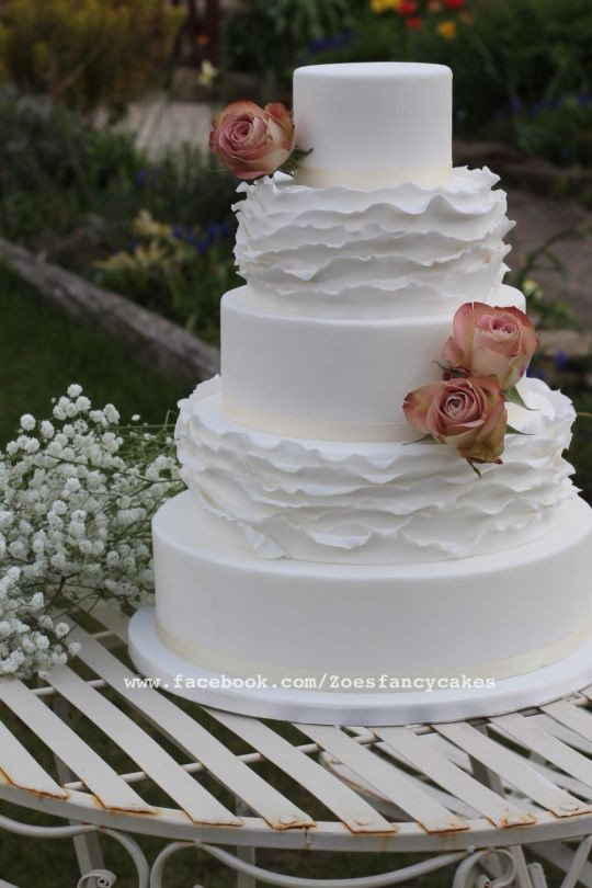 Simple Elegance Wedding Cakes
 Simple elegant frills wedding Cake cake by Zoe s Fancy