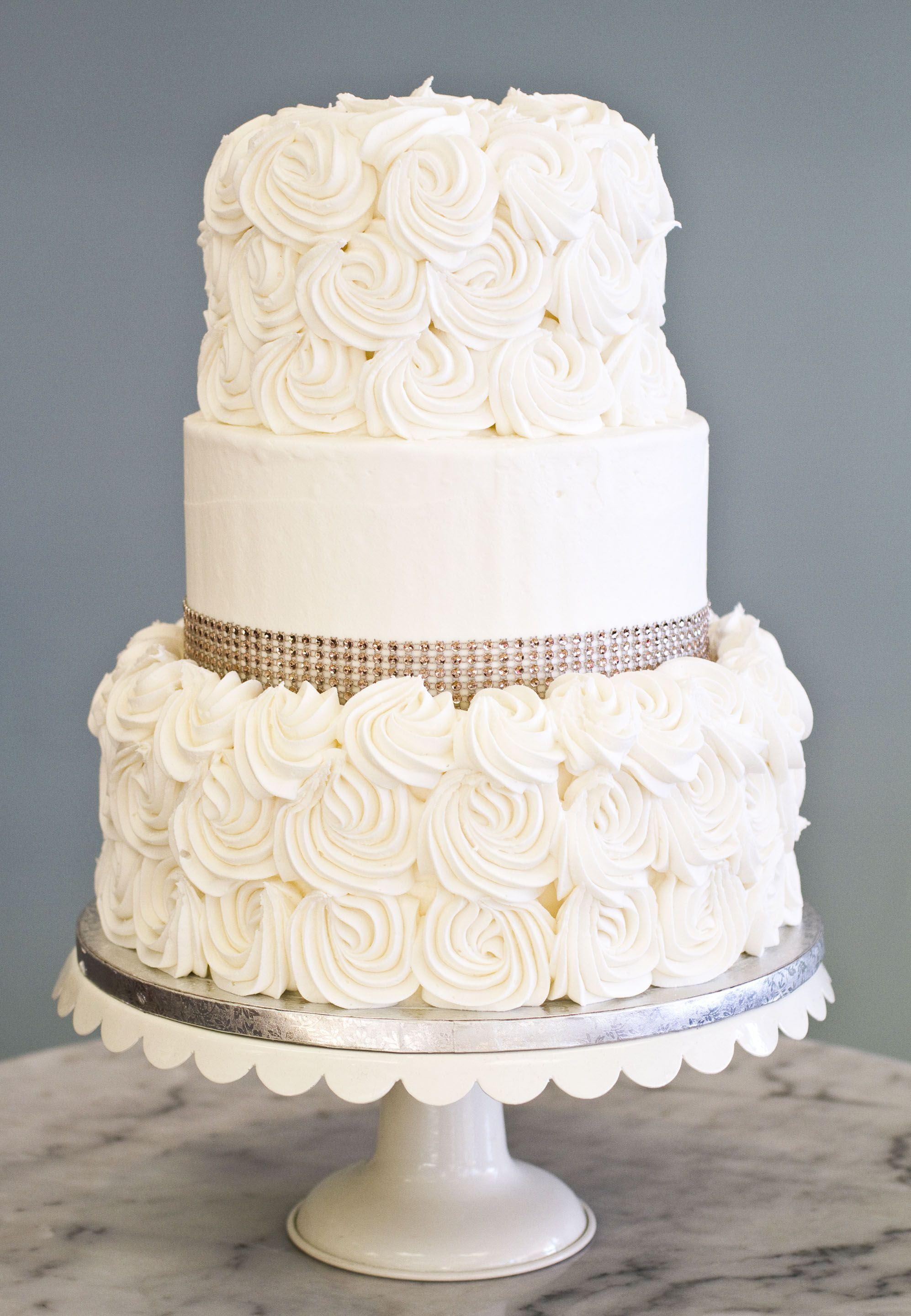 Simple Elegant Wedding Cakes
 A simple elegant wedding cake with rosettes and