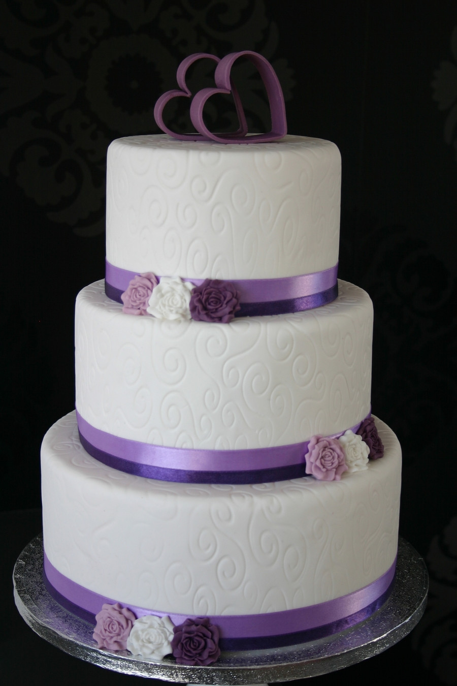 Simple Purple Wedding Cakes
 White Purple Wedding Cake CakeCentral