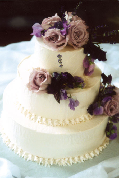 Simple Purple Wedding Cakes
 Simple Stacked Wedding Cake w Purple Flowers