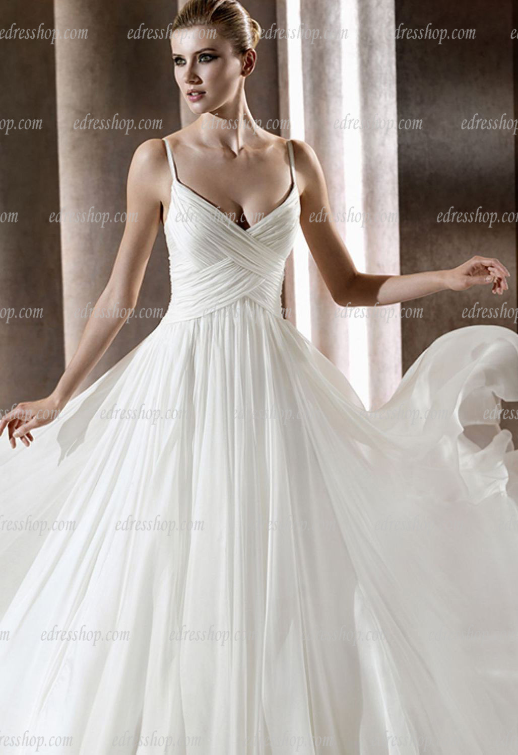 Simple Spaghetti Strap Wedding Dress
 Spaghetti Strap A Line Simple Elegant Wedding Dress Court