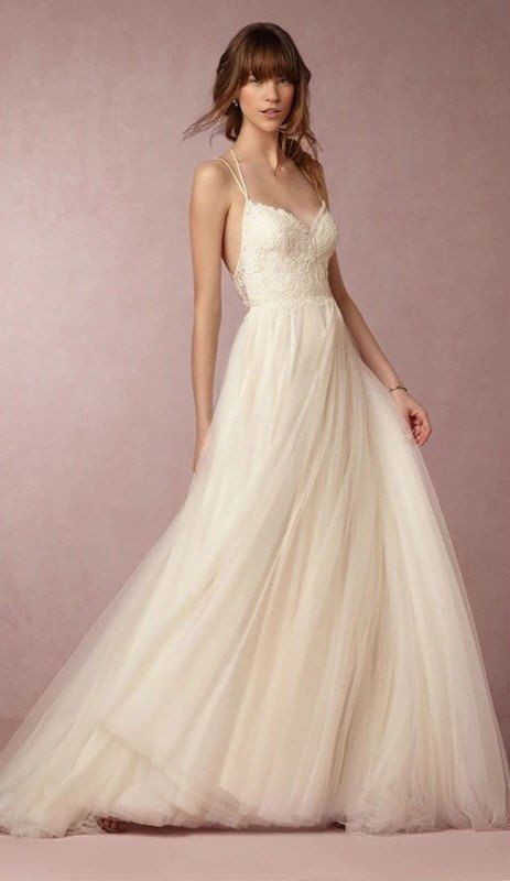 Simple Spaghetti Strap Wedding Dress
 Simple minimal spaghetti strap wedding dress with by