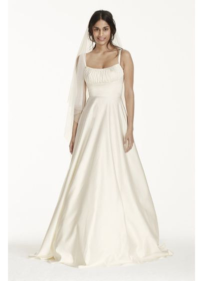 Simple Spaghetti Strap Wedding Dress
 Satin Empire Wedding Dress with Spaghetti Straps Davids