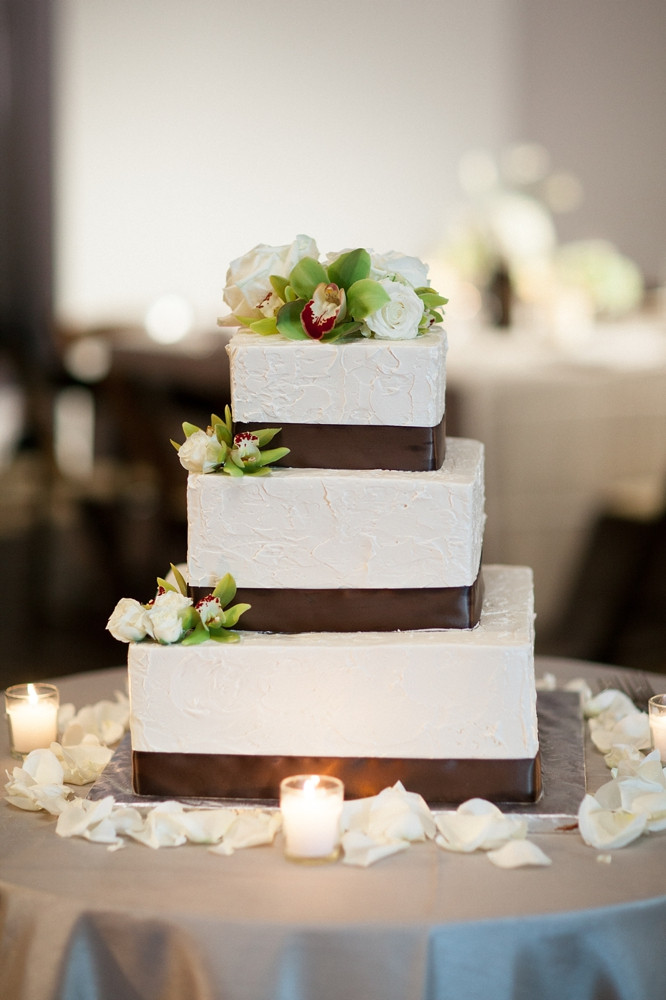 Simple Square Wedding Cakes
 Square Wedding Cake With Brown Satin Ribbon Elizabeth