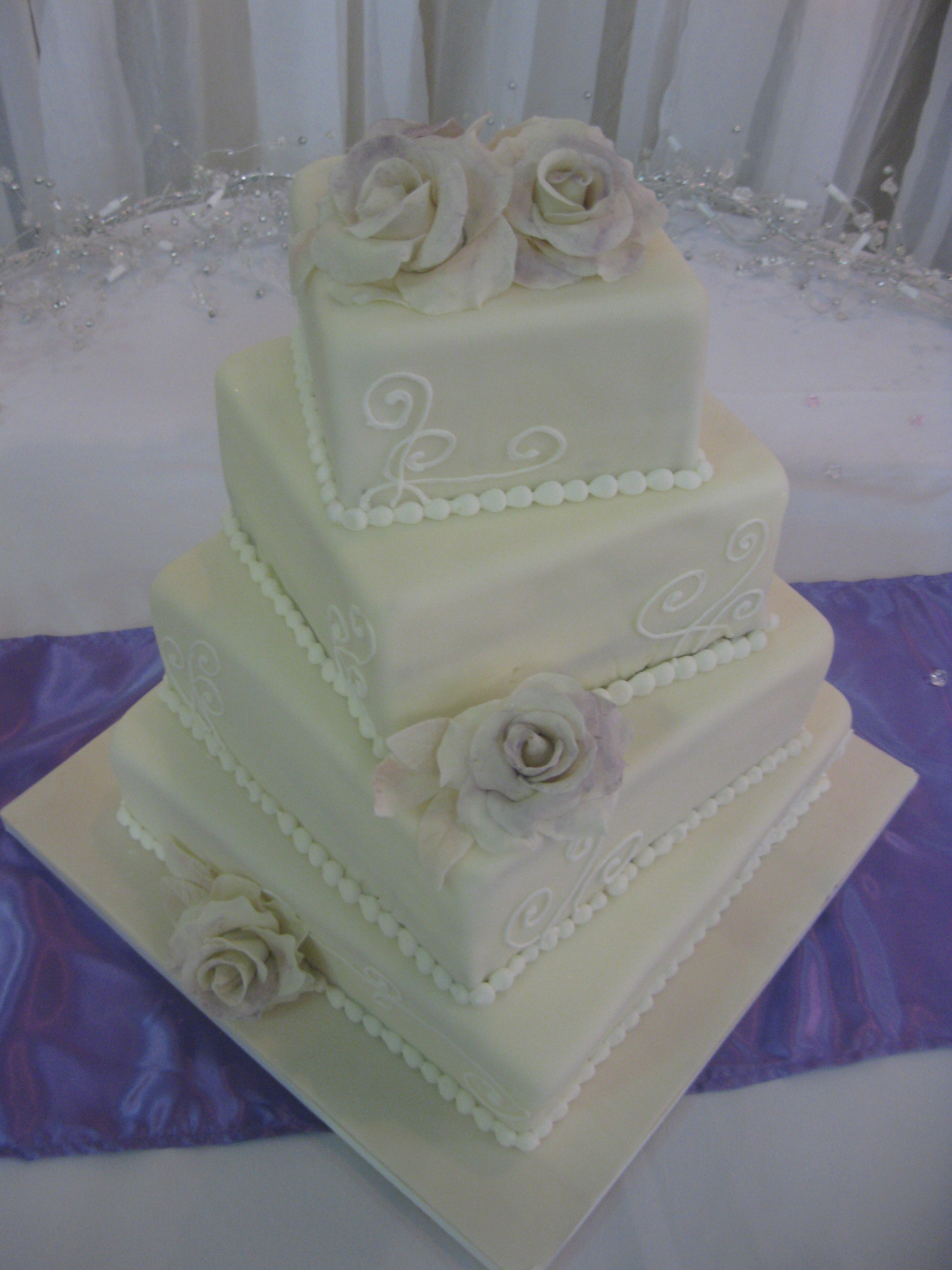 Simple Square Wedding Cakes
 3 tiered wedding cake