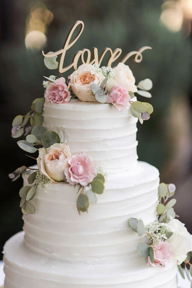 Simple Wedding Cakes With Flowers
 Classic Vineyard Wedding with a Touch of Vintage