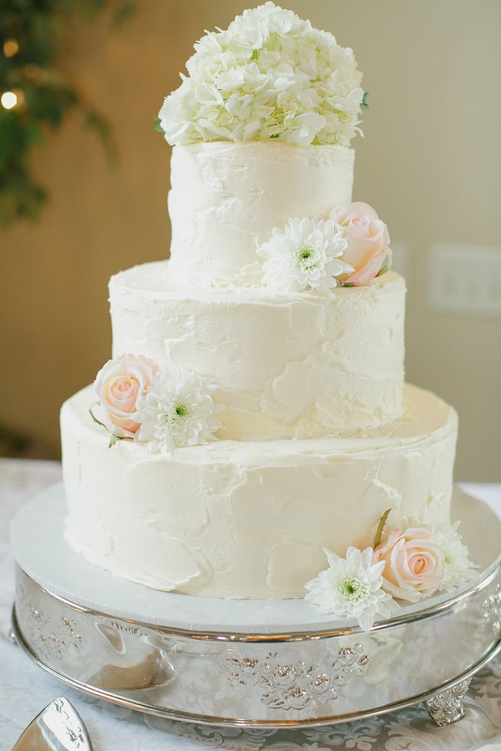 Simple White Wedding Cake
 A Classic Southern Wedding at Carl House in Auburn Georgia