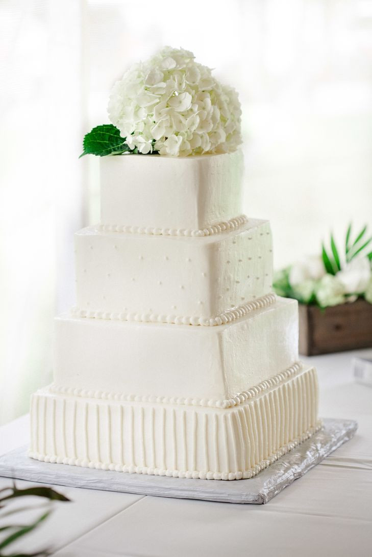 Simple White Wedding Cake
 Simple White Four Square Tier Wedding Cake